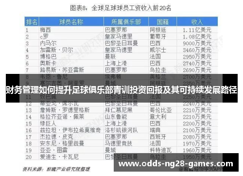 财务管理如何提升足球俱乐部青训投资回报及其可持续发展路径