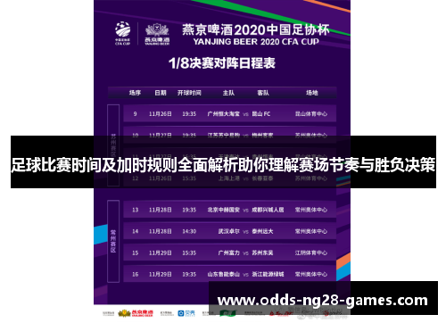 足球比赛时间及加时规则全面解析助你理解赛场节奏与胜负决策 足球比赛时间及加时规则全面解析助你理解赛场节奏与胜负决策