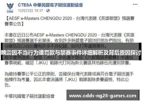 魏震因不当行为遭罚款与禁赛事件详细解析及背后原因探讨 魏震因不当行为遭罚款与禁赛事件详细解析及背后原因探讨